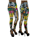 Miniatyrbillede 1 af 3: Leggings med tryck Rock'n Roll Tights Multicolor one size
