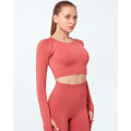 Miniatyrbild 1 av 4: Röd seamless Crop Top långärmad Red S