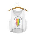 Pikkukuva 3 / 3: Regnbåge splash Crop Topp White XL