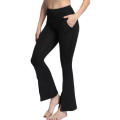 Miniatyrbild 1 av 4: Svarta Bootcut Leggings med Fickor och Split Svart XL