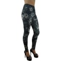Miniatyrbild 3 av 3: Mörka leggings med blommigt mönster Svart one size