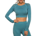 Miniatyrbillede 2 af 4: Blå Crop Top seamless med långa armar. Blue S