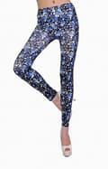 Svarta Leggings med blå rosor Black one size