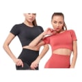 Miniatyrbillede 2 af 5: Svart crop topp seamless  med luftig rygg Black L