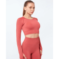 Pikkukuva 2 / 4: Röd seamless Crop Top långärmad Red S