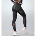 Miniatyrbild 5 av 5: Mörkgrå Seamless Tights Leggings Mesh Gymshout Large Mörkgrå L