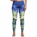Blå Yoga Leggings med Löv och Blommor Small Blå S