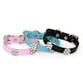 Miniatyrbild 1 av 9: Hundhalsband med stenar i form av blomma XS 1.5 x 30 cm LightBlue XS