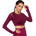 Pikkukuva 4 / 5: Vin röd Crop Top seamless med långa armar. Wine red S