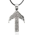 Pikkukuva 1 / 2: Halsband Wolf Rune Amulet Hänge Norse Vikings Myth Silver grey one size
