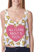 Allt jag bryr om är Pizza Crop Topp Vit M