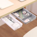 Miniatyrbillede 3 af 11: Opbevaringsskuffe til under skrivebordet Selvklæbende Organizer Box til kontor, skole, hjem, hvid