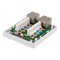 Miniatyrbillede 3 af 5: Skærmet netværksvægudtag Overflade FTP 2xRJ45 Cat6A hvid