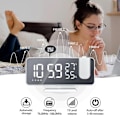 Miniatyrbillede 4 af 5: LED Digital Vækkeur Bord Elektronisk Skrivebordsure USB Vækning FM Radio Tidsprojektor Snooze Funktion 2 Alarmer