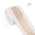 Miniatyrbilde 1 av 5: 5 stk 2 meter/rull Jute Burlap Hessian Blondebånd Hvit Blonde Tri White