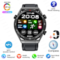Miniatyrbild 1 av 6: Ny NFC Smartklocka Herr Smart Bluetooth Samtal Sport GPS Spårning Smartwatch Dam Puls EKG PPG Smartklocka För Android ios Svart Läder