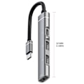 Pikkukuva 6 / 11: Type-C-telakointiasema 3,5 mm:n liittimeen USB2.0 TypeC HUB 4-in-1-jakaja USB C -sovitin UDisk-näppäimistölle, harmaa