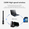Miniatyrbilde 7 av 8: MT7601 Mini USB WiFi-adapter 150 Mbps trådløst nettverkskort RTL8 Svart