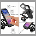 Miniatyrbilde 3 av 7: Sykkel Mobiltelefonholder, Vanntett Smartphoneholder Med Berøringsskjerm, 360° Roterbar, Høydejusterbar For Iphone Samsung Galaxy Huawei To
