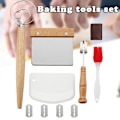 Miniatyrbilde 1 av 10: Dansk deigvisp Baking av brød i rustfritt stål sett 2 ST deigskrape med 5 erstatningsblad