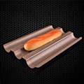 Miniatyrbillede 3 af 7: 3 Rums Rustfrit Stål Brødform Køkken Franskbrød Ovn Hjem Baguette DIY Bølgeformet Non-Stick Bageplade Bageform Baguetteform Perforeret