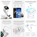 Miniatyrbillede 3 af 5: Smart armbånd 2 i 1 Smart Watch TWS trådløs Bluetooth