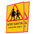 Miniatyrbild 1 av 4: Kör sakta lekande barn - Skylt / Varningsskylt - Trafikskylt MultiColor