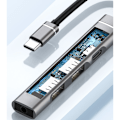 Pikkukuva 5 / 11: Type-C-telakointiasema 3,5 mm:n liittimeen USB2.0 TypeC HUB 4-in-1-jakaja USB C -sovitin UDisk-näppäimistölle, harmaa