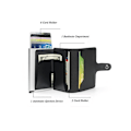 Miniatyrbild 3 av 7: Pop Up Korthållare Aluminium Läder RFID & NFC-skydd Sedelfack