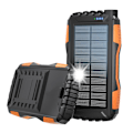 Miniatyrbilde 2 av 5: Sollader 20000mAh Power Bank Bærbar Solar Telefonlader, Camping Vanntett Ekstern Batterilader for Mobiltelefon, 2 USB/LED-lommelykt med