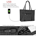 Miniatyrbilde 2 av 5: Laptopveske med USB-port for kvinner, kompatibel med MacBook Air og mer, Arbeidsreiseveske for forretningsdatamaskin med liten håndveske, Svart 44*33.5*10cm