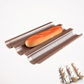 Miniatyrbillede 2 af 7: 3 Rums Rustfrit Stål Brødform Køkken Franskbrød Ovn Hjem Baguette DIY Bølgeformet Non-Stick Bageplade Bageform Baguetteform Perforeret