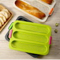 Miniatyrbillede 4 af 10: Perforerede silikonebaguetteforme Nonstick 3 bølgede brød Ristet brød bageforme til kage madlavning