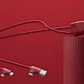 Miniatyrbild 3 av 3: 4-i-1 Ice-C Miljöansvarig USB A, USB C / USB C, Lightning-kabel 1m XOOPAR Röd
