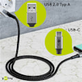 Miniatyrbilde 6 av 11: USB-C™ til USB-A tekstilkabel med metallkontakter 0,5 m