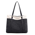Miniatyrbilde 1 av 5: Dame Laptop Tote Bag for arbeid Lett Splice Canvas 15,6 tommer Håndveske Håndveske, 1 stk, svart
