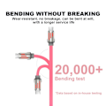 Miniatyrbilde 6 av 7: 240W 4-i-1 USB-C-kabel, Multilader med Pustelys, PD 5A Hurtiglading & Datasynkronisering Silikon Kompatibel med iPhone Samsung Laptop Rosa
