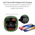 Pikkukuva 7 / 8: Bluetooth FM-lähetin autoon, QC3.0 langaton Bluetooth-radioadapteri Musiikkisoitin Laturi Autosarja handsfree-toiminnolla, 7-värisellä LED-taustavalolla, 2 USB-porttia