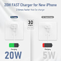 Miniatyrbilde 3 av 6: 2-pakning kompatibel med hurtiglader, 20W Apple hurtiglader, med USB C til Lightning-kabel 2 meter superladeblokk for 11/12/13/14 [L]
