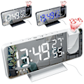 Miniatyrbillede 2 af 5: LED Digital Vækkeur Bord Elektronisk Skrivebordsure USB Vækning FM Radio Tidsprojektor Snooze Funktion 2 Alarmer