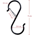Miniatyrbilde 2 av 5: 10 poser S-kroker for hengende svarte S-kroker, tunge metallkroker
