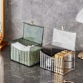 Miniatyrbillede 2 af 8: Opbevaringsboks til makeup-pinde i plast, gennemsigtig flip-cover etui til soveværelse