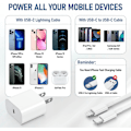 Miniatyrbillede 5 af 6: 2-pak kompatibel med hurtigoplader, 20W Apple hurtigoplader, med USB C til Lightning-kabel 2 meter superopladningsblok til 11/12/13/14 [L]