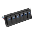 Miniatyrbillede 2 af 8: 12-24V 6 Gang Rocker Switch Panel til Bil RV Båd Yacht Marine Blå LED