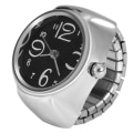 Miniatyrbillede 4 af 8: 1 stk. Moderigtigt Kvinder Mænd Kvarts Analog Rund Finger Ring Kærlighedsur (Sort)