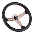 Miniatyrbillede 4 af 8: 250mm/14in NARDI Style 6-Bolt Halv Skål Sort Perforeret Læder Racer Rat med Horn Modificerede Dele