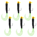 Miniatyrbilde 1 av 8: 6 stk/sett 4,25 cm Myke Plast Fiske Agner Grub Worm Agner Fiskeutstyr Svart Gult
