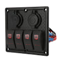 Miniatyrbillede 4 af 8: 4-vejs vippekontaktpanel LED Vandtæt Dobbelt USB-opladningsport 12‑24V DC 4,8A til RV'er YachtsRed