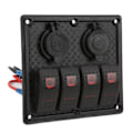 Miniatyrbillede 6 af 8: 4-vejs vippekontaktpanel LED Vandtæt Dobbelt USB-opladningsport 12‑24V DC 4,8A til RV'er YachtsRed