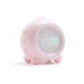 (Pink) Children's alarm clock with strong LED light and growing ke-up function